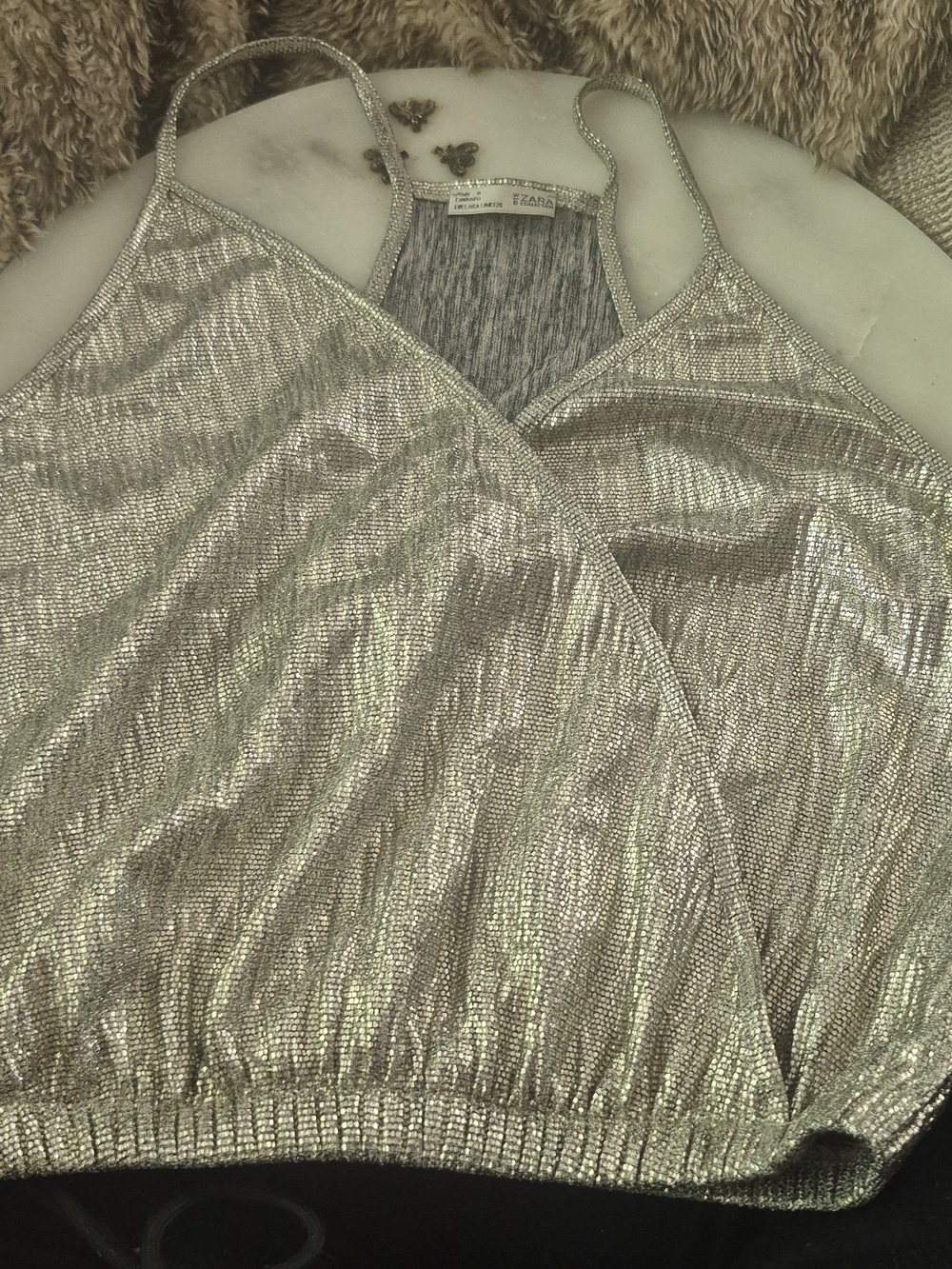 Zara Shimmery Gold Wrap Cami Size Small Like New - Picture 5 of 6